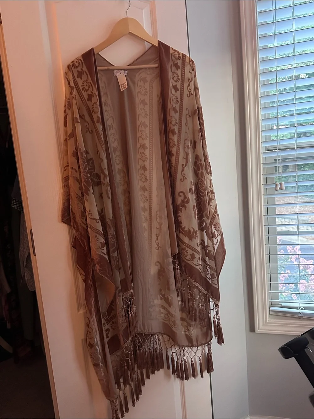 Free People Nightbird Burnout Duster in Warm Sand